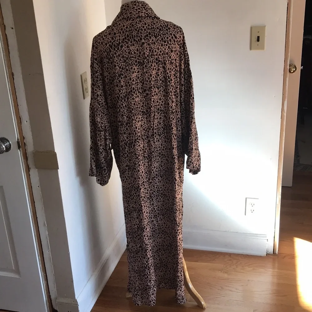 NWT Free People Daria Leopard Maxi Shirtdress Duster Size Large.